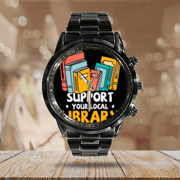 Discover Book Fun Support your local Library Book Reading Calendar Steel Band Watch