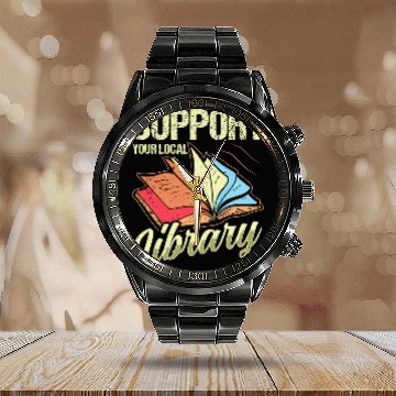 Discover Book Fun Support Your Local Library Librarian Reading Calendar Steel Band Watch