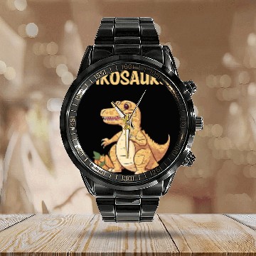 Discover Dinosaur Pet Happy Passover Afikosaurus Hebrew Jewish Baseball Tees Calendar Steel Band Watch