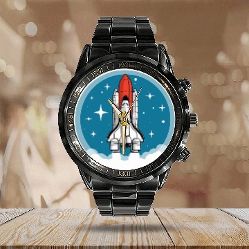 Discover Astronaut Job vintages Space Shuttle Launch Stars Retro 80s Seal Baseball Tees Calendar Steel Band Watch