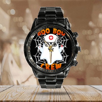Discover nurses Job Boo Boo Crew Funny Halloween nurses Dialysis Tech Physician Baseball Tees Calendar Steel Band Watch
