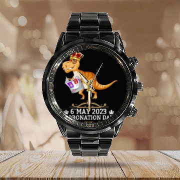 Discover Dinosaur Pet Kings Coronation Dinosaur Kids Union Jack Coronation 1 Calendar Steel Band Watch