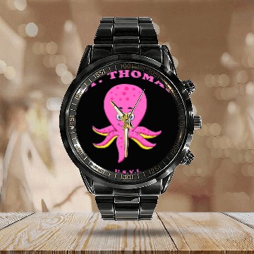 Discover Octopus Pet Kids Childrens St Thomas USVI Octopus Vacation Calendar Steel Band Watch