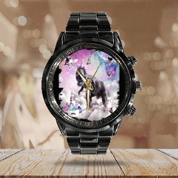 Discover Unicorn Pet Rainbow Dinosaur Calendar Steel Band Watch