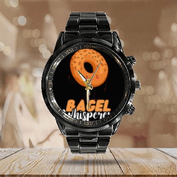 Discover Bagel Whisperer Bagels Baking Baker Dough Bagel Lover Calendar Steel Band Watch
