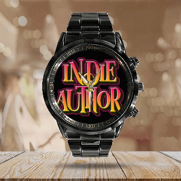 Discover Book Fun Indie Author Design for Book Writers and Authorpreneurs Calendar Steel Band Watch
