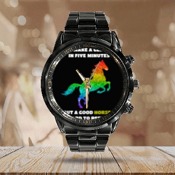 Discover Horse Pet Abraham Lincoln HORSE rainbow Calendar Steel Band Watch