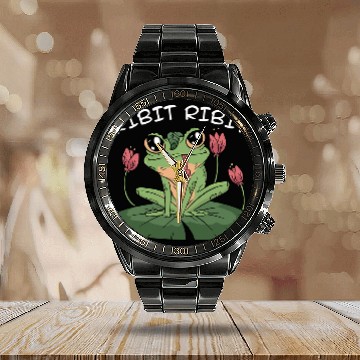 Discover Frog Pet Ribit Ribit Frog Lily Pads Baseball Tees Calendar Steel Band Watch