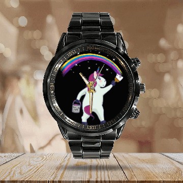 Discover Unicorn Pet Rainbow Painting Drawing Baby Calendar Steel Band Watch
