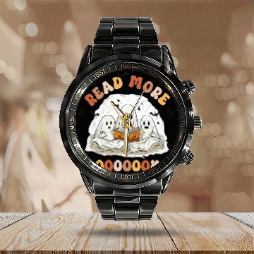 Discover Book Fun Read More Booooks ghosts Reading Teacher Halloween Librarian Calendar Steel Band Watch