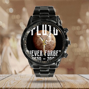 Discover Astronaut Job vintages Pluto Never Forget Graphic Funny Space Science Baseball Tees Calendar Steel Band Watch