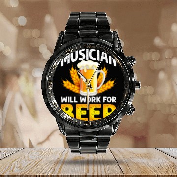 Discover Beer Fun Musician Will Work For Beer Music Guitar Alcohol Baseball Tees Calendar Steel Band Watch