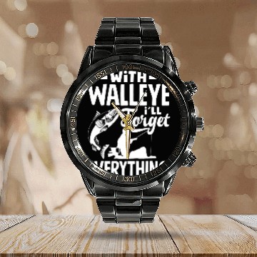 Discover Fishing Fun Walleye Fishing Walleye Fishermen Walleye Fish Baseball Tees Calendar Steel Band Watch