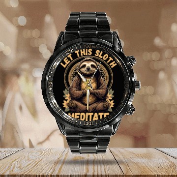 Discover Sloth Pet Gift Buddha Sloth Meditation Namaste Buddhism Buddha Statue Calendar Steel Band Watch