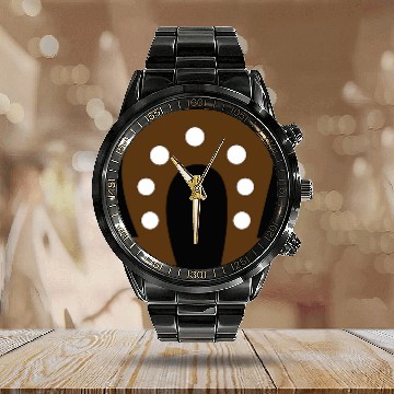 Discover Horse Pet Lucky Western Horseshoe Pattern Calendar Steel Band Watch