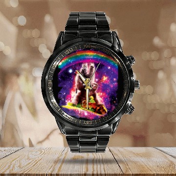 Discover Sloth Pet Space Cat Llama Sloth Riding Taco Calendar Steel Band Watch
