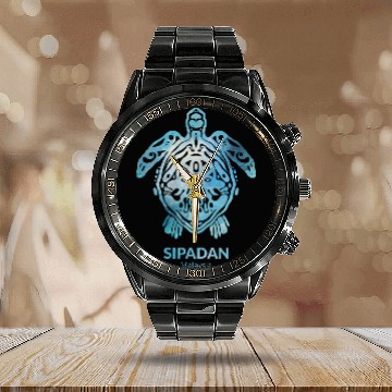 Discover Turtle Pet Sipadan Malaysia Sea Turtle Ocean Souvenir Calendar Steel Band Watch