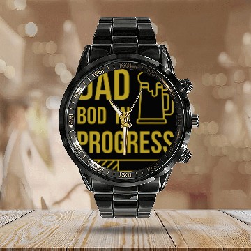 Discover Beer Fun Dad Bod in Progress Funny Beer Quote Humor Alcohol Calendar Steel Band Watch