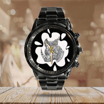 Discover Rhino Pet Patterned exotic rhino artwork black and white Mehndi Calendar Steel Band Watch