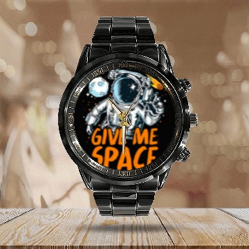 Discover Astronaut Job Give Me Space Balloons Moon Mars Planets Calendar Steel Band Watch