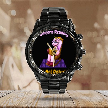 Discover Unicorn Pet Reading Do Not Disturb 2 Calendar Steel Band Watch
