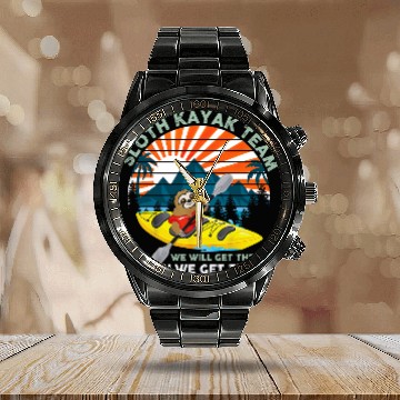 Discover Sloth Pet Gift Kayak Team We Will Get There Funny Kayaking Lover Calendar Steel Band Watch