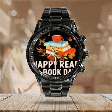 Discover Book Fun Happy Read A Book Day Introvert Book Club Reading Team Baseball Tees Calendar Steel Band Watch