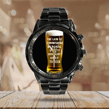 Discover Beer Fun Beer Economics Funny Beer Drinker Artwork for Beer Lovers Calendar Steel Band Watch