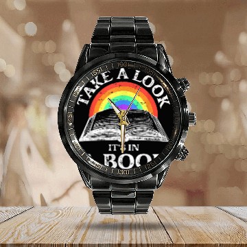 Discover Book Fun Take A Look Its In A Book Retro Rainbow Reading Calendar Steel Band Watch
