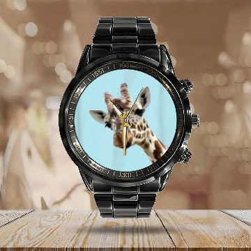 Discover Giraffe Pet Face Calendar Steel Band Watch