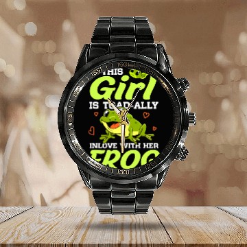 Discover Frog Pet This Girl Is Toadally In Love With Her Frog Toad Owner Calendar Steel Band Watch