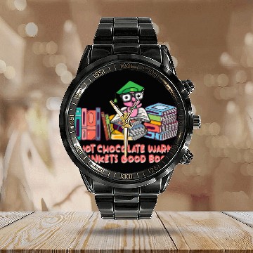 Discover Book Fun Hot Chocolate Warm Blankets Good Books Reading Bookworm 1 Calendar Steel Band Watch