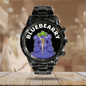 Discover Bear Pet Cute Kawaii Blueberry Bear Calendar Steel Band Watch