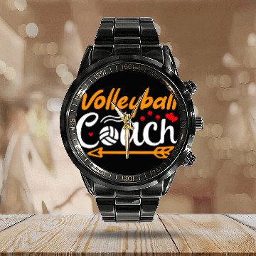 Discover Womens Volleyball Coach Calendar Steel Band Watch