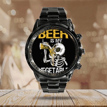 Discover Beer Fun Beer Is My Vegetable Funny Beer Drinking Calendar Steel Band Watch