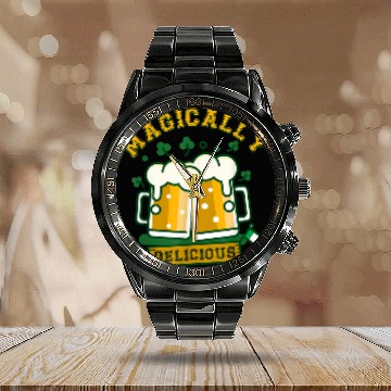 Discover Beer Fun Magically Delicious Funny Beer Drinking St Patrick Day Baseball Tees Calendar Steel Band Watch