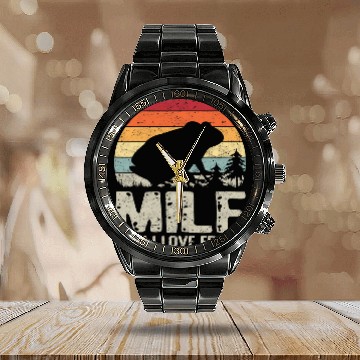 Discover Frog Pet MILFMan I Love Frogs Funny Saying Frog Lovers Gift Idea Baseball Tees Calendar Steel Band Watch