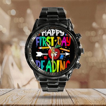 Discover Book Fun Happy First Day Of Reading Teacher Students Calendar Steel Band Watch