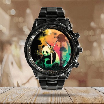 Discover Panda Pet Eats World Kawaii Pandas Bamboo Journey in China Baseball Tees Calendar Steel Band Watch
