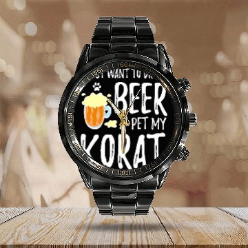 Discover Beer Fun Beer Drinker Korat Cat Funny Cat Mom Gift Idea Calendar Steel Band Watch