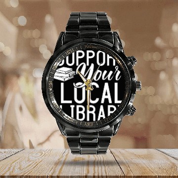 Discover Book Fun Readers Lovers Support Your Local Library Lovers Calendar Steel Band Watch