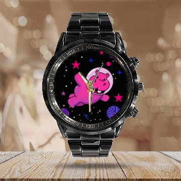 Discover Hippo Pet Bisexual Pride Hippo In Space Bisexual Baseball Tees Calendar Steel Band Watch