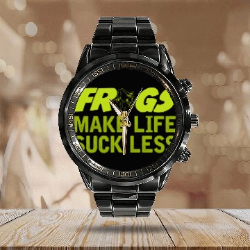 Discover Frog Pet Make Life Suck Less Frog Toad Joke Baseball Tees Calendar Steel Band Watch