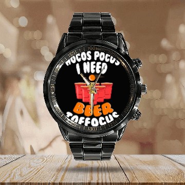 Discover Beer Fun Hocus Pocus I Need Beer To Focus Funny Beer Drinking Party 3 Baseball Tees Calendar Steel Band Watch