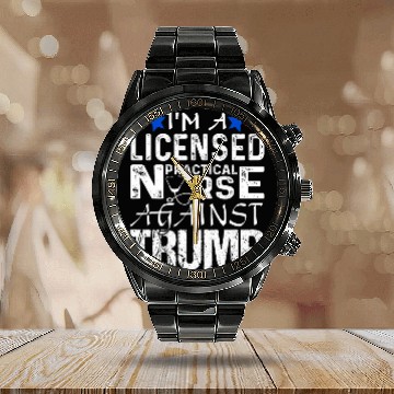 Discover nurses Job Licensed Practical nurses Against Trump Democrat 2024 Elec Zip Calendar Steel Band Watch