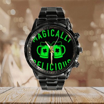 Discover Beer Fun Magically Delicious Funny St Patrick Day Drinking Beer Calendar Steel Band Watch