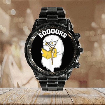 Discover Book Fun booooks ghosts reading teacher halloween costume Calendar Steel Band Watch