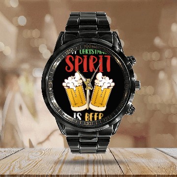 Discover Beer Fun My Christmas Spirit Is Beer 2 Calendar Steel Band Watch