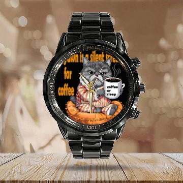 Discover Coffee Fun A yawn is a silent scream for coffee 24 Baseball Tees Calendar Steel Band Watch