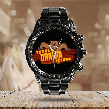 Discover Bear Pet Total Drama Island Bear Logo Zip Calendar Steel Band Watch